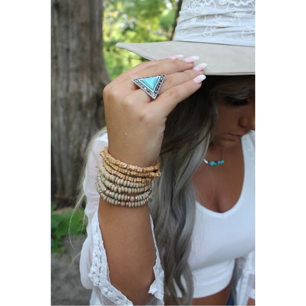 TRIANGLE TURQUOISE BOHO WESTERN STATEMENT RING